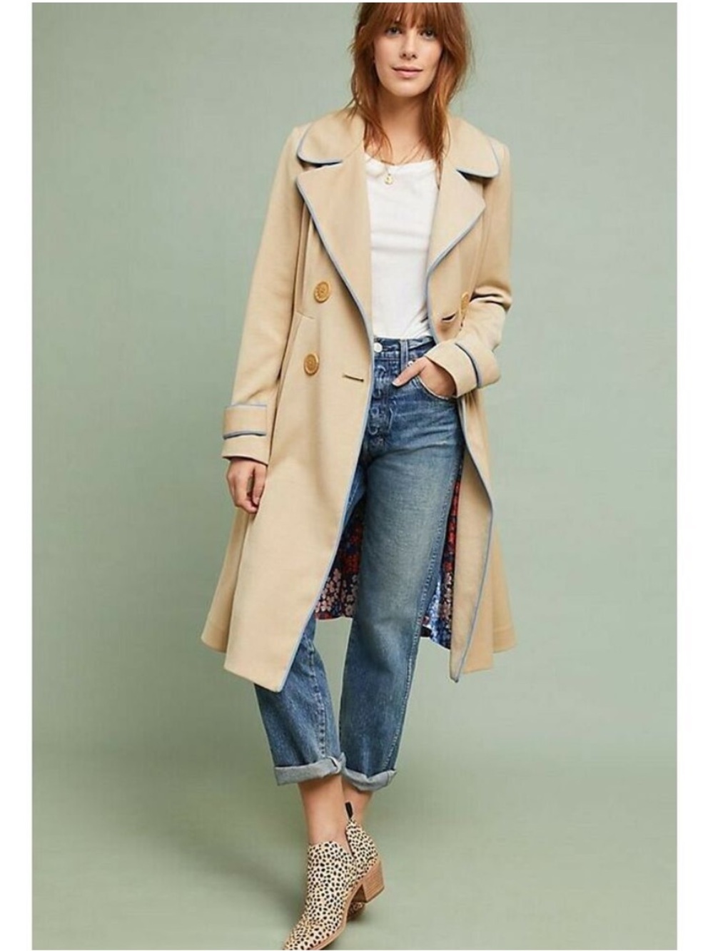 New Anthropologie Piped Trench Coat by Ett:twa Sz 2